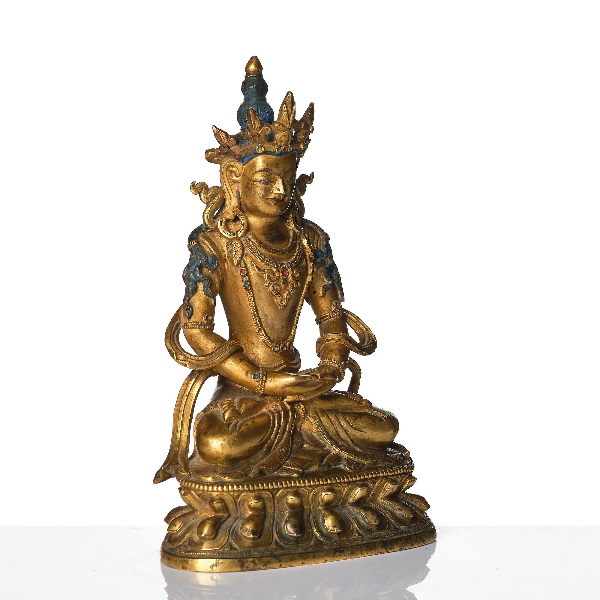 Amitayus, förgylld brons. Mongoliet, 1700-tal.