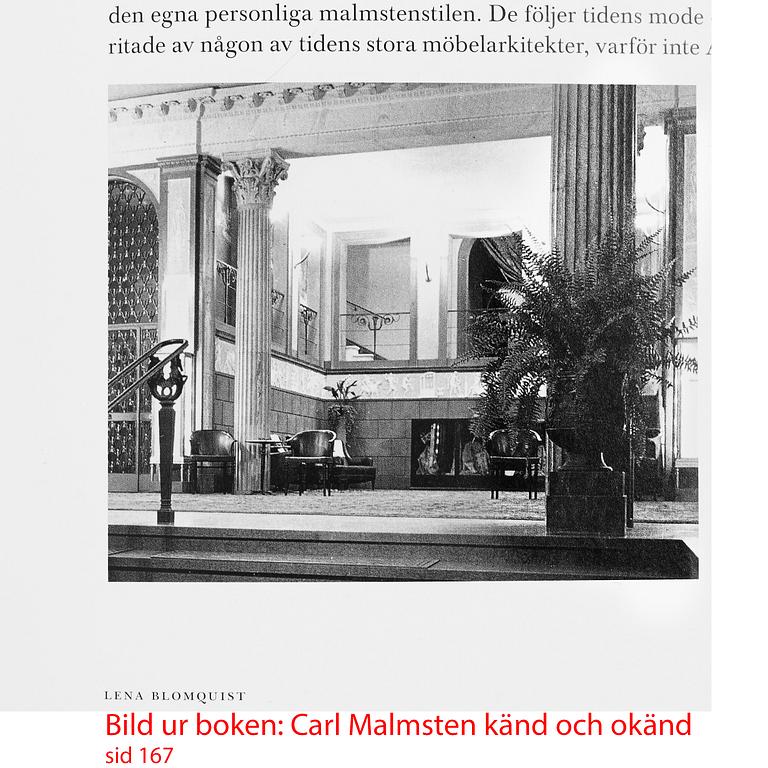 CARL MALMSTEN, bord, Nordiska Kompaniet för Grand Hotel, Stockholm  ca 1925.