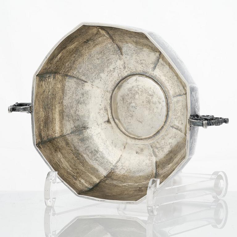 A Swedish Baroque parcel-gilt silver brandy-bowl, mark of Petter Lund, Nyköping 1703.