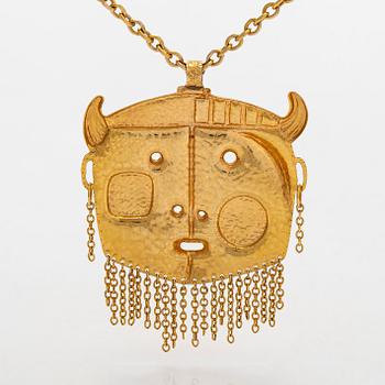 Tapio Wirkkala, halsband/hänge "Djävulens huvud", 14K guld, Westerback, Helsingfors 1969.