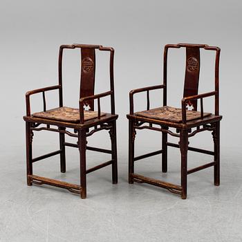 A pair of armchairs, late Qingdynasty.