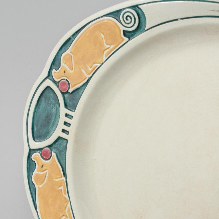 UPPLÄGGNINGSFAT, flintgods, Rörstrand. "Dessin Alf Wallander", jugend, tidigt 1900-tal.