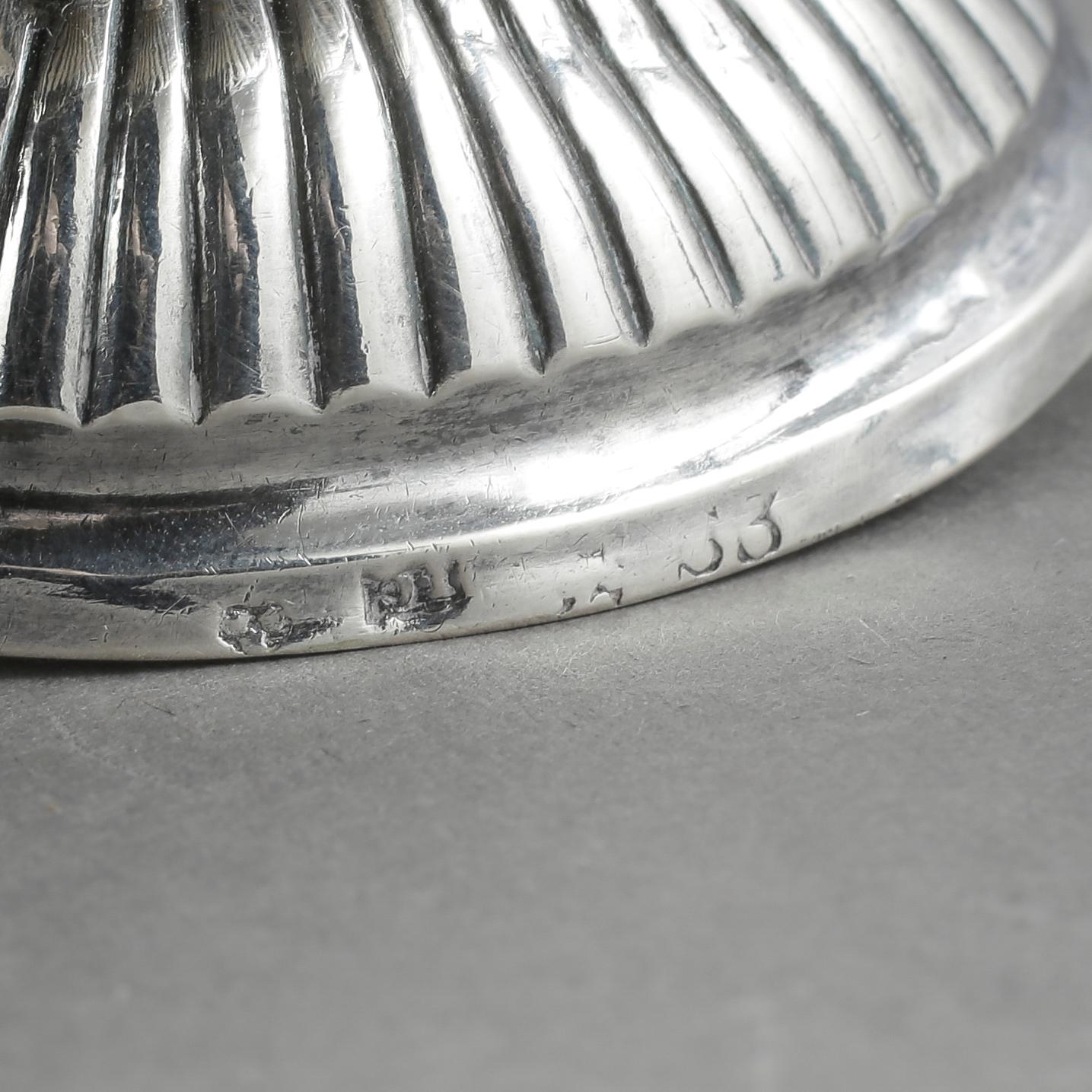 GRÄDDKANNA, silver, empire, Sverige, otydliga stämplar, 1800-talets första hälft. Vikt 148 gram.