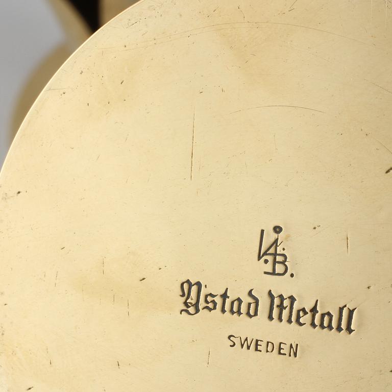 LJUSSTAKAR, 5 st, mässing, "Liljan", Ivar Ålenius Björk, Ystad metall, 1900-tal.