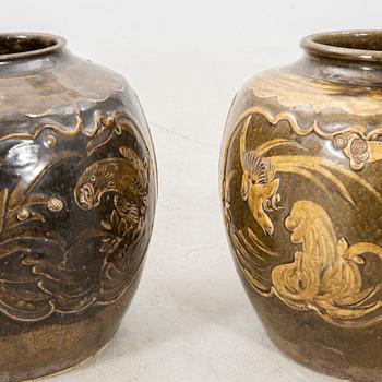 A set of two South east Asian Mrtaban urns 19th century or older.