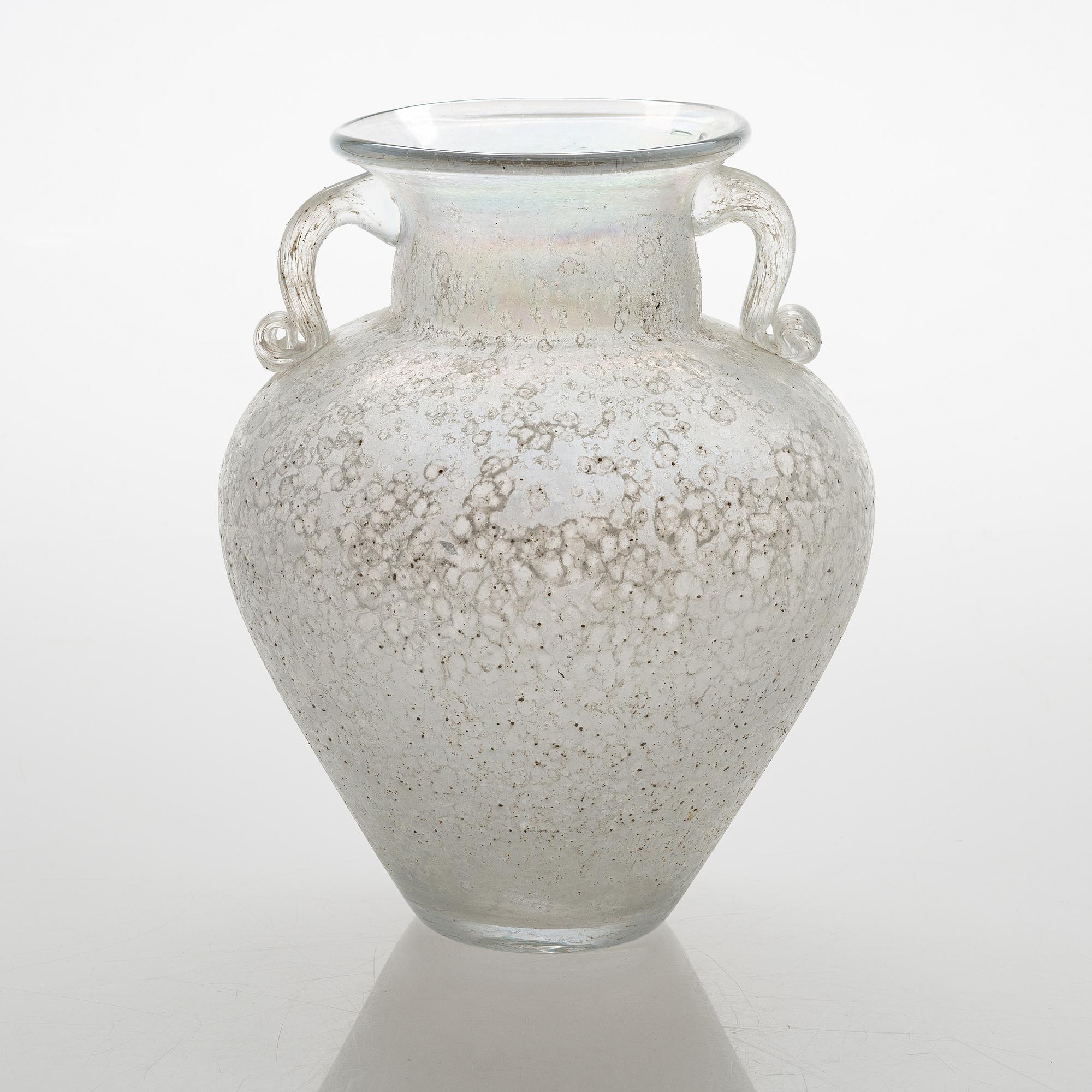 Maljakko, lasia, scavo-tekniikka, Seguso, Murano 1900-luvun loppupuoli.