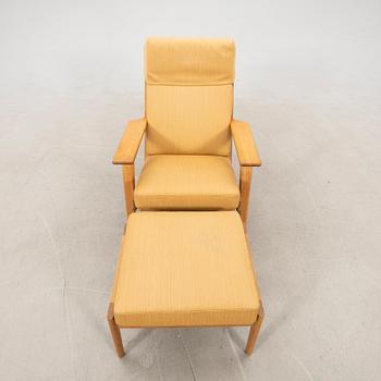 Hans J Wegner, armchair with footstool, "GE-290" Getama Gedsted, Denmark.