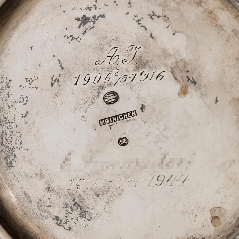 Carl J.S. Möinichen, kanna med rechaud, silver, Köpenhamn, Danmark 1916.