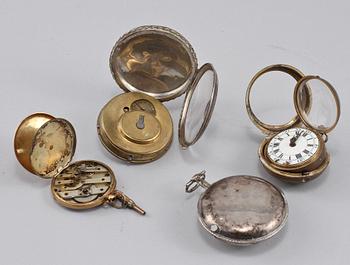 FICKUR, vit/gulmetall, 4 st, bl a Paris och London, 1800-tal.