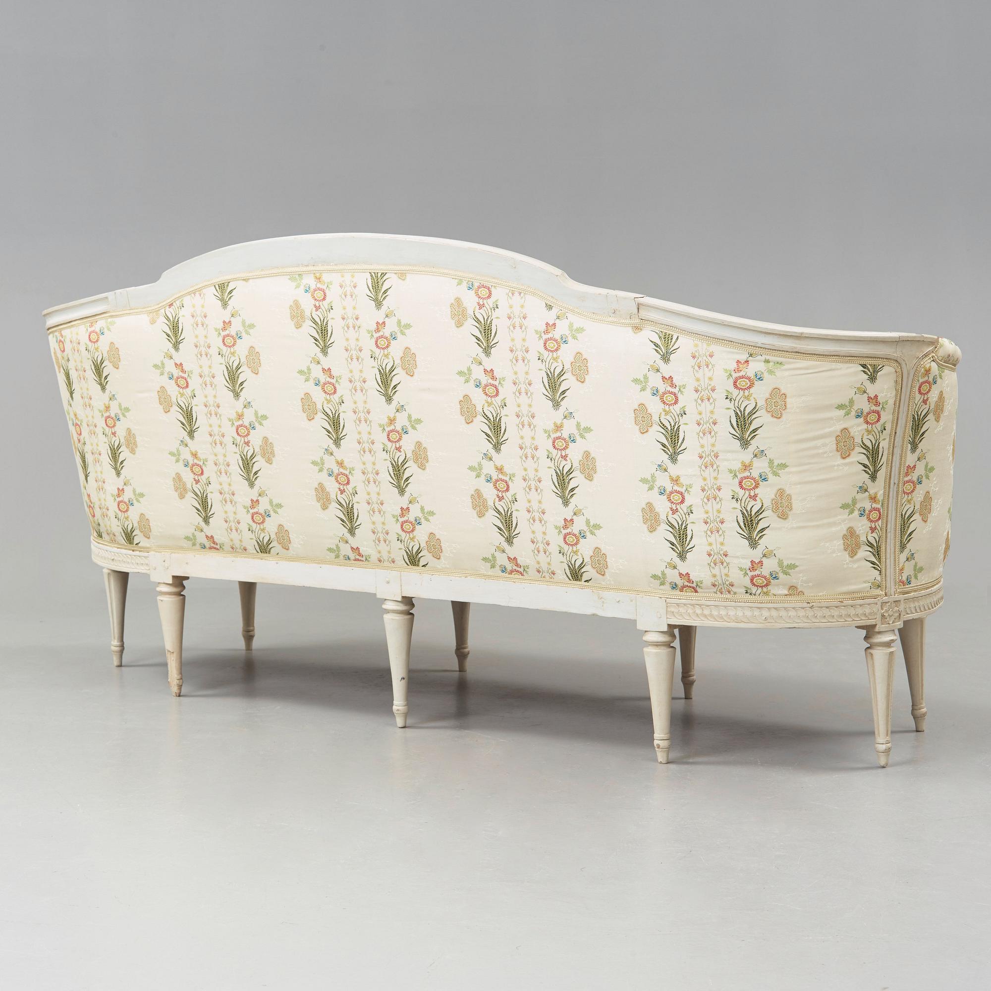 A Gustavian sofa by J E Höglander, master 1777.