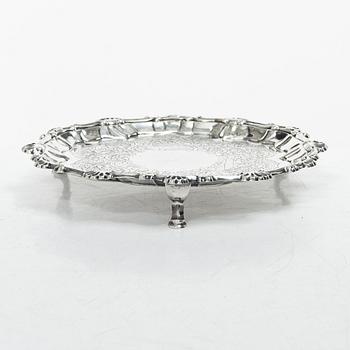 An English silver salver, mark of  Ebenezer Coker, London 1769.