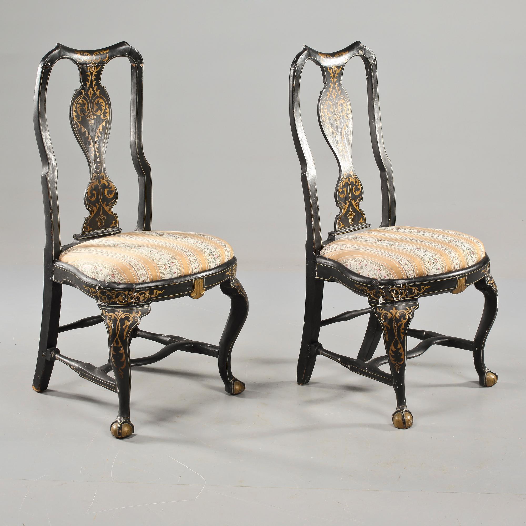 STOLAR, ett par, senbarock, 1700-tal.