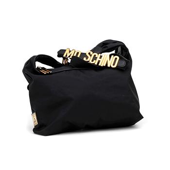 MOSCHINO, a black shoulder bag.