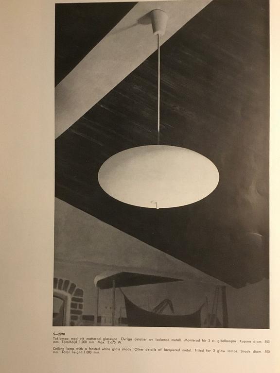 Hans-Agne Jakobsson, a pair of ceiling lamps, model "S 2070", Hans-Agne Jakobsson AB, Markaryd, 1950-60s.