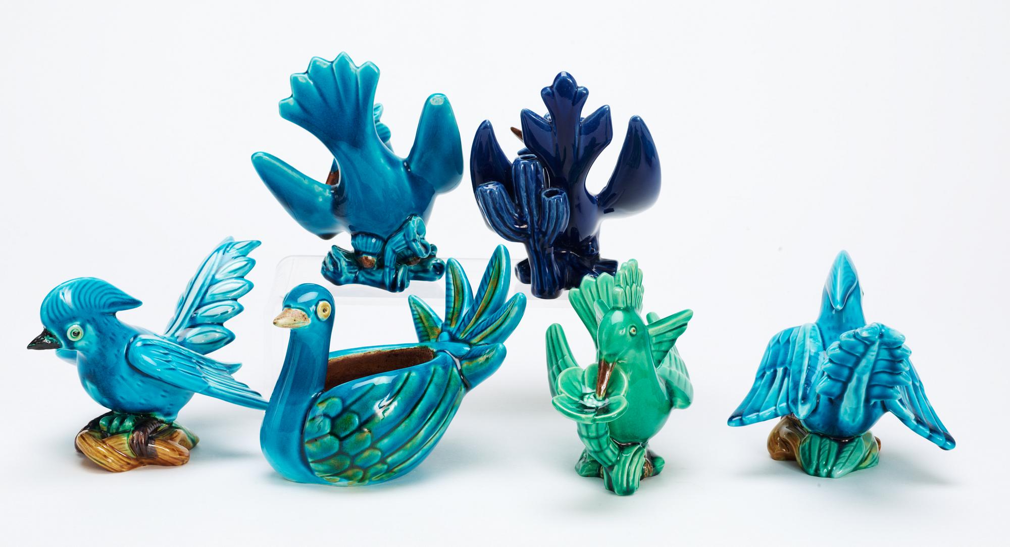 A set of six Gunnar Nylund stoneware figures of birds, Rörstrand.