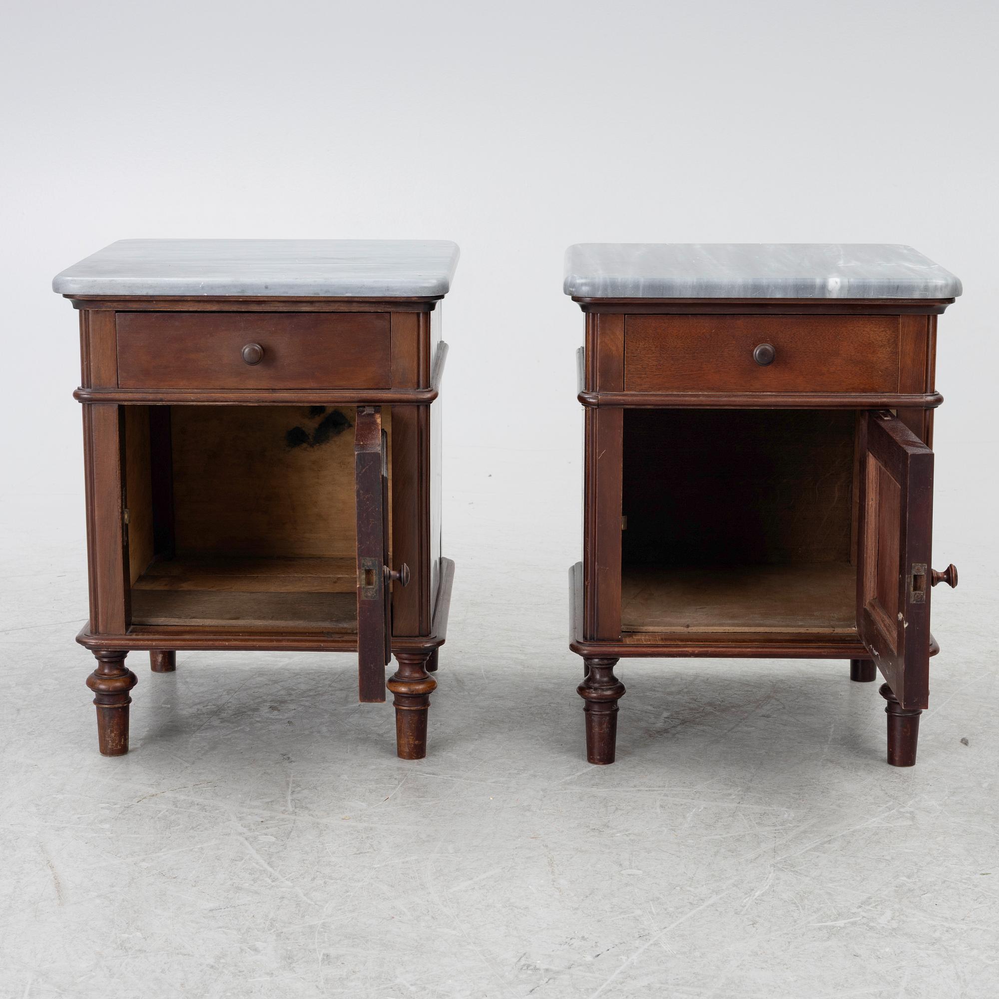 A pair bedside tables, early 20th Century.
