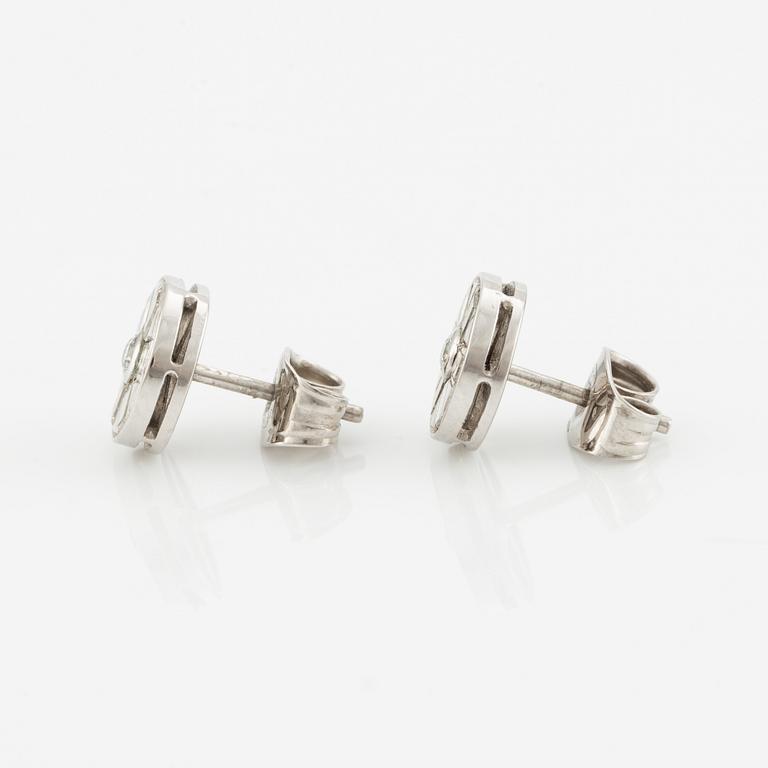 Brilliant and baguette cut diamond earrings.