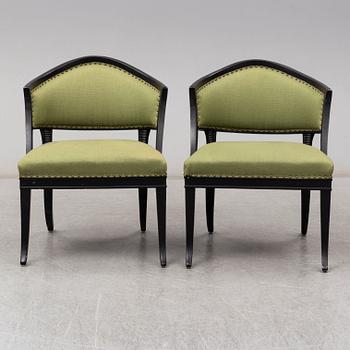 a pair of late gustavian armchairs from around 1800.