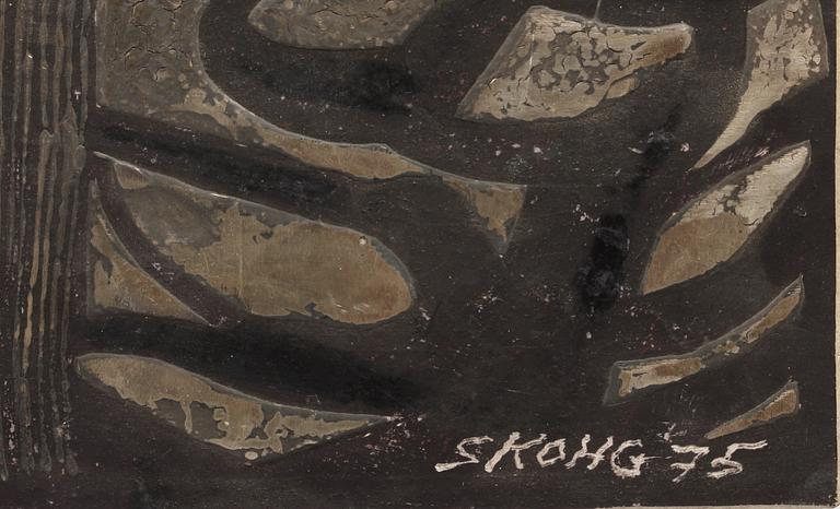 VÄGGRELIEF. Stengods, Börje Skohg, Gustavsberg, sign o dat -75.