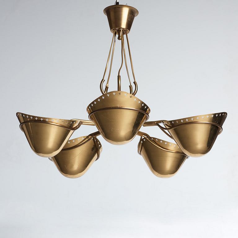 A Swedish Modern brass ceiling lamp, 1940-50's.