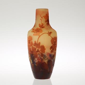 An Emile Gallé Art Nouveau amber cameo glass vase, Nancy France.
