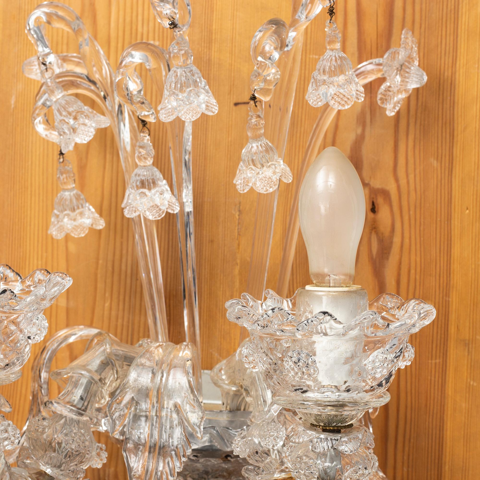 A pair of Venetian glass wall sconces, mid 20th Century.