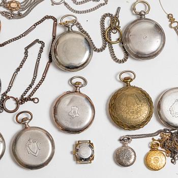 Collection of pocket watches, 63 pieces, "No reserve", various materials.