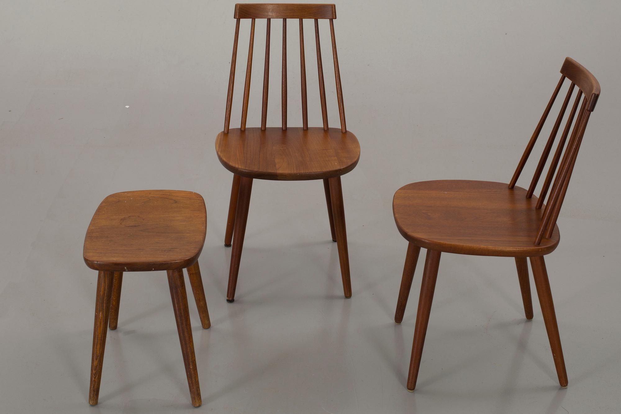 YNGVE EKSTRÖM, Stolar,"Pinocchio", Stolab, samt Pall "Palle" 1950/60-tal.