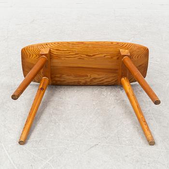 A stained pine stool, mid 20th Century.
