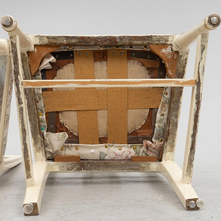Two Gustavian chairs, end of the 18th century.