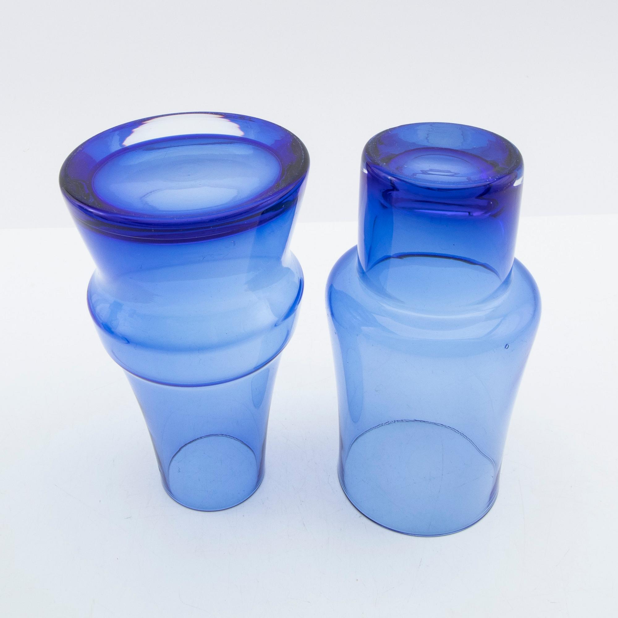 Tamara Aladin, vases, 4 pcs, glass, Riihimäen Lasi, Finland, 1960s/70s.