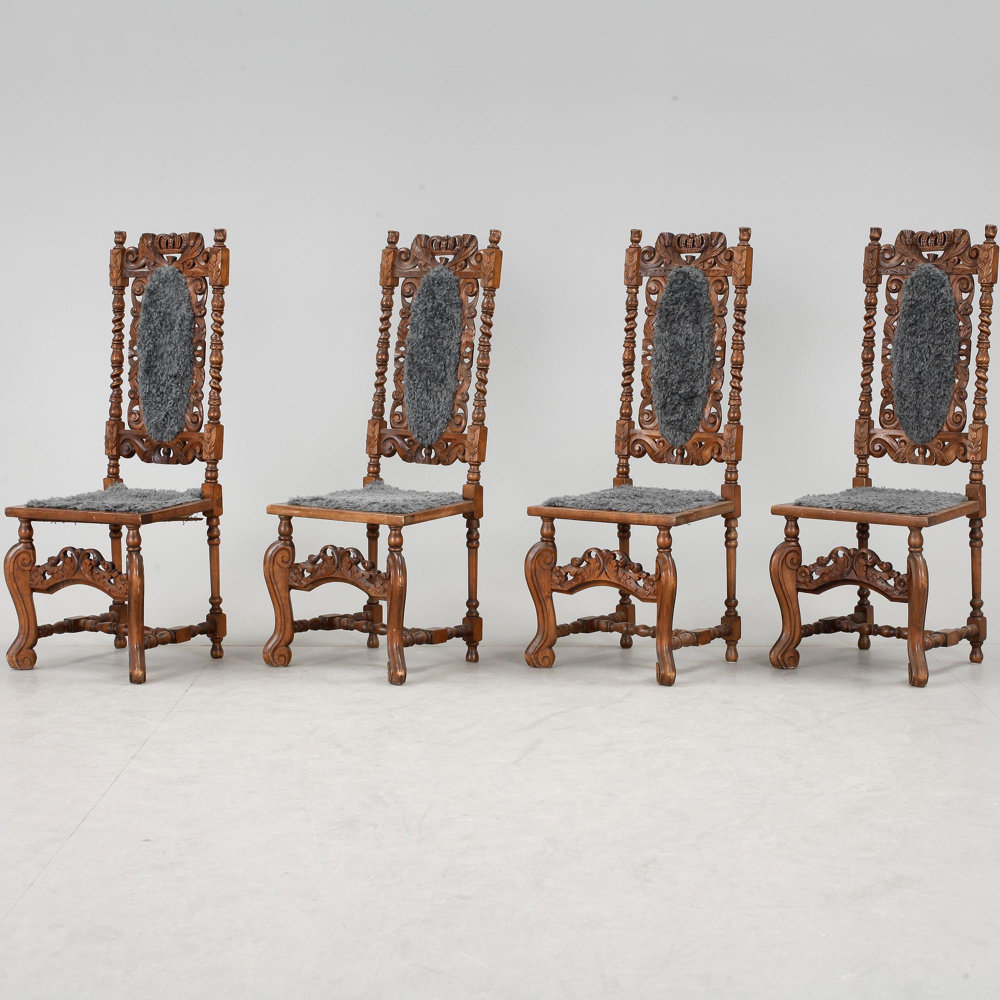 STOLAR, 4 st, barockstil, 1800-tal.