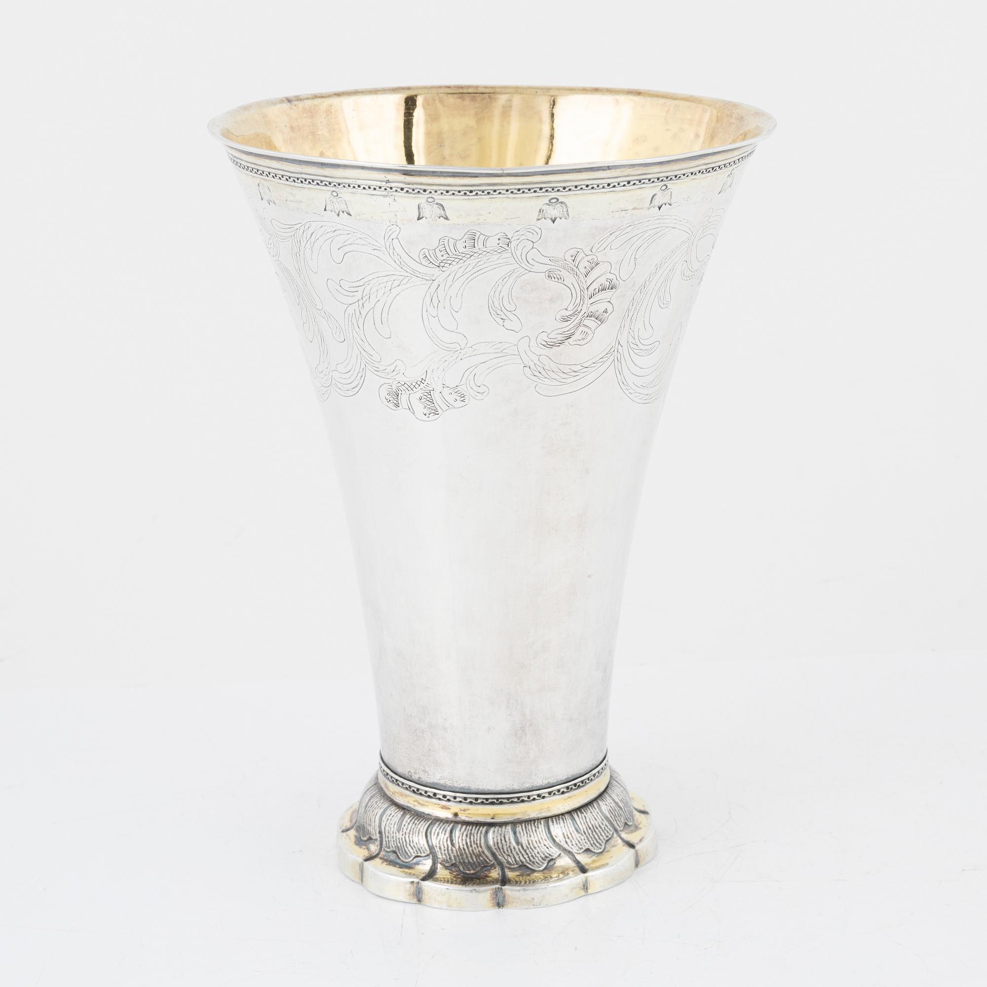 A rococo parcel-gilt silver beaker, mark of Erik Hedenberg, Östhammar 1769.