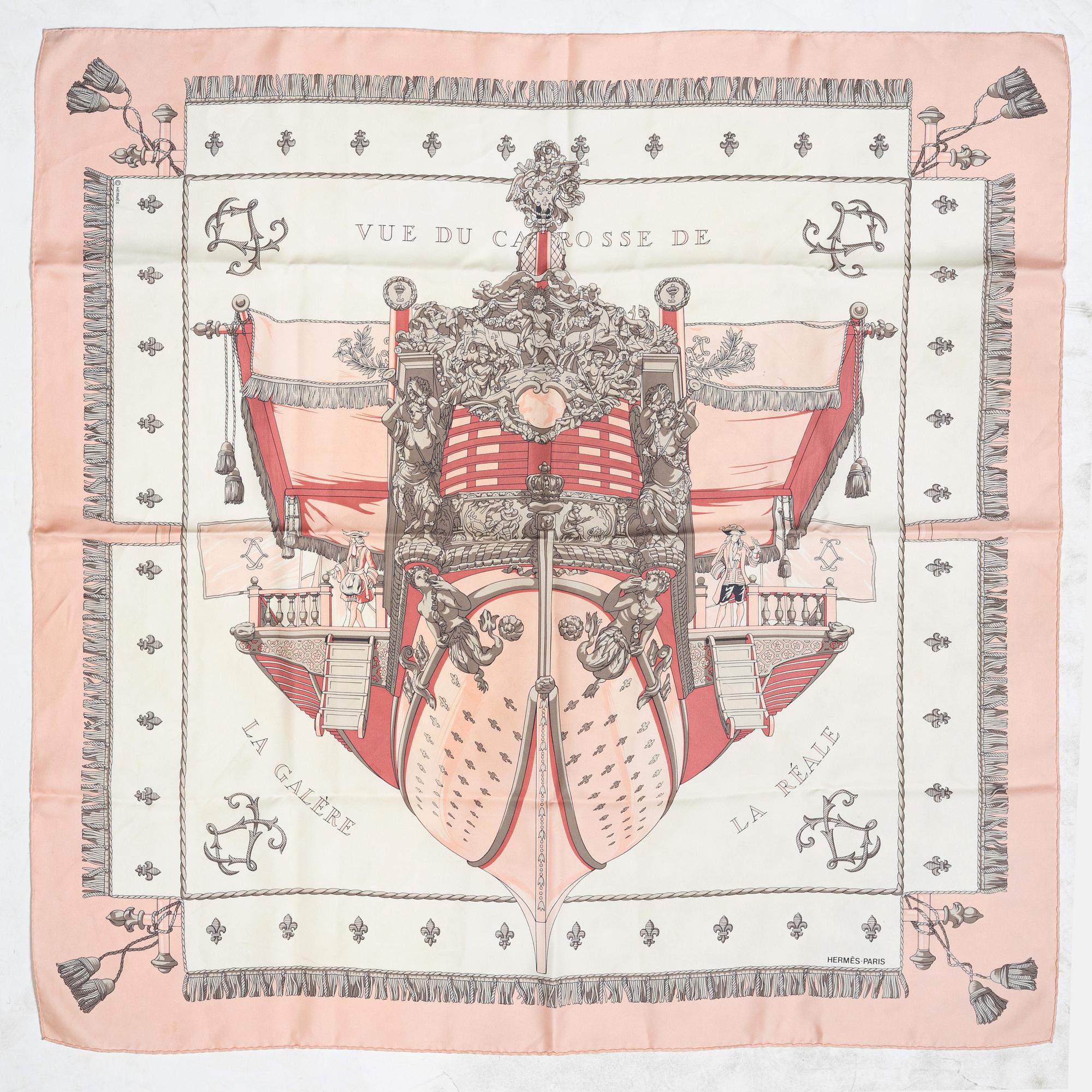 Hermès, scarf, "View of the Galley La Réale".