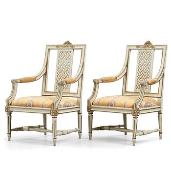 5. A pair of Gustavian late 18th century armchairs by Erik Öhrmark (master in Stockholm 1777-1813).