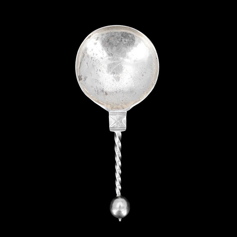 SUPSKED, silver, otydliga stämplar, 1700-tal. Ca 38g.