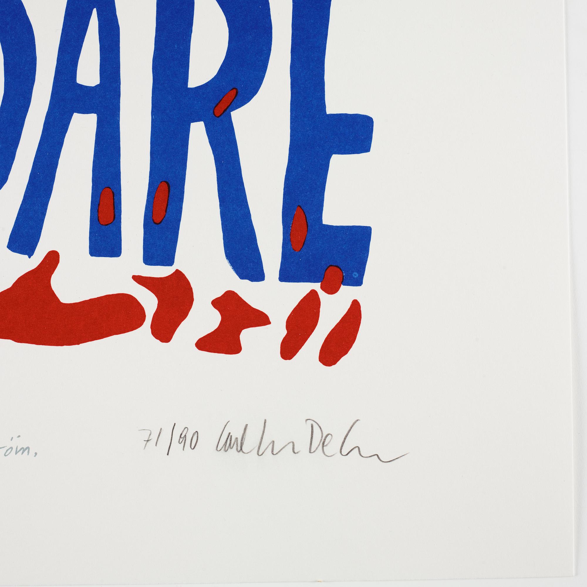 Carl Johan De Geer, lithograph in coloiurs, signed 71/90.