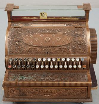 KASSAAPPARAT, koppar samt glas, National Cashregistar Co, Dayton, Ohio, USA, 1800-talets slut.