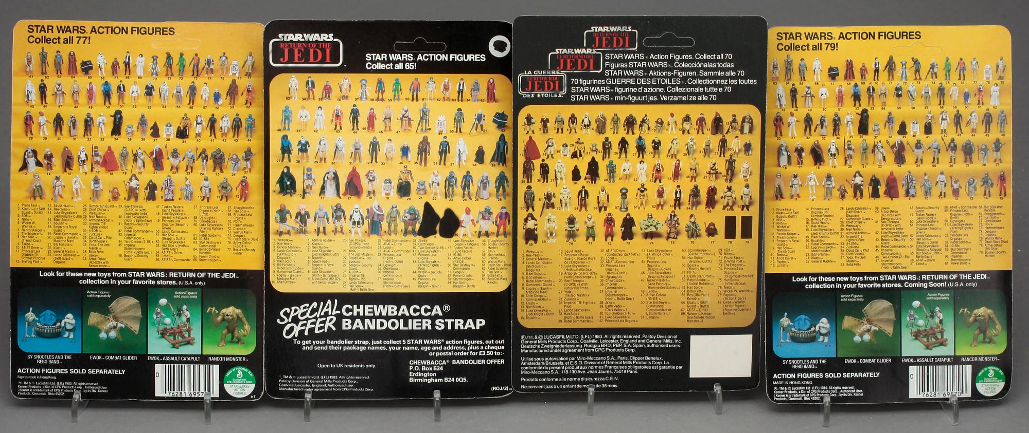 STAR WARS, 4 stycken actionfigurer, Kenner samt Palitoy, 1983-84.