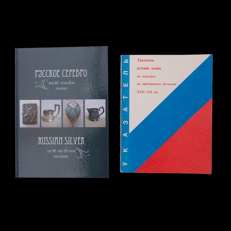 BOK / KATALOG, "Russian Silver Late 19th - early 20th century, Price-catalogue" och HÄFTE, ryska silverstämplar.