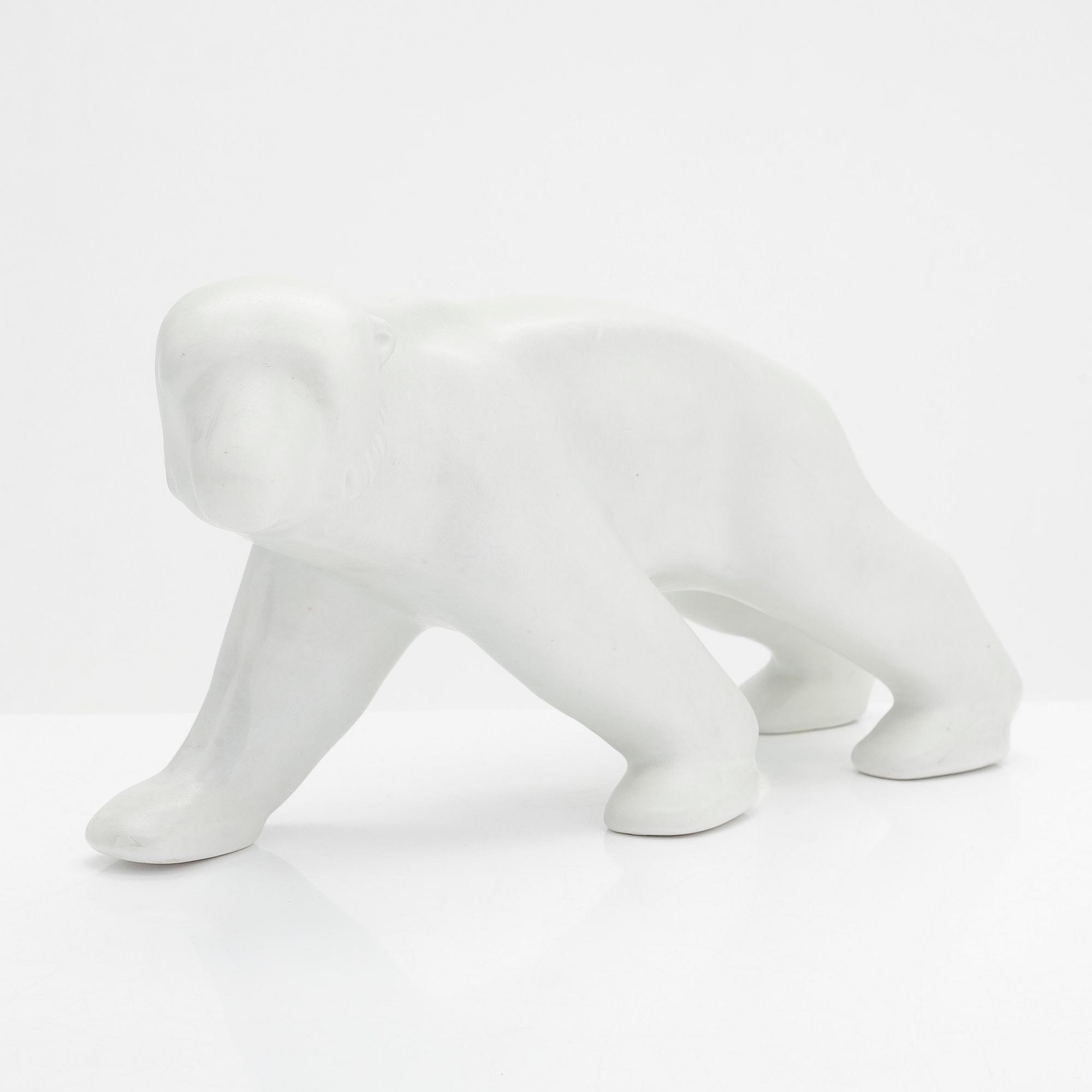 Skulptur, isbjörn, keramik, Arabia, 1960-tal.