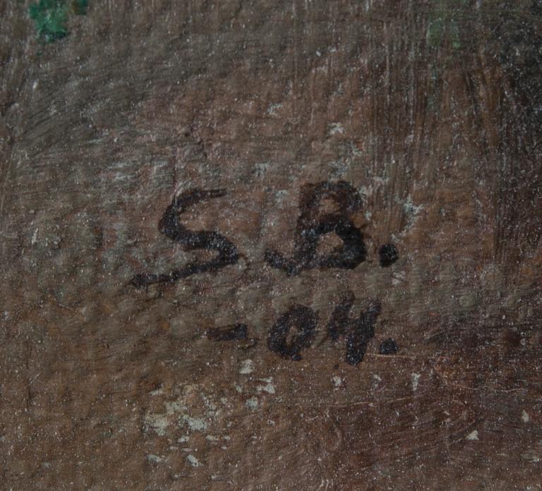 OKÄND KONSTNÄR, olja på duk uppfodrad på skiva, signerad S.B och daterad -04.