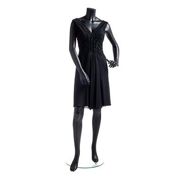 R.E.D. VALENTINO, a black silk chiffon dress.