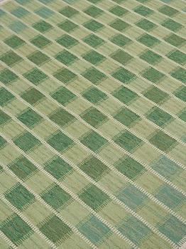 Barbro Nilsson, A CARPET, Schackrutan grön", flat weave, ca 267 x 206,5 cm, signed AB MMF BN.