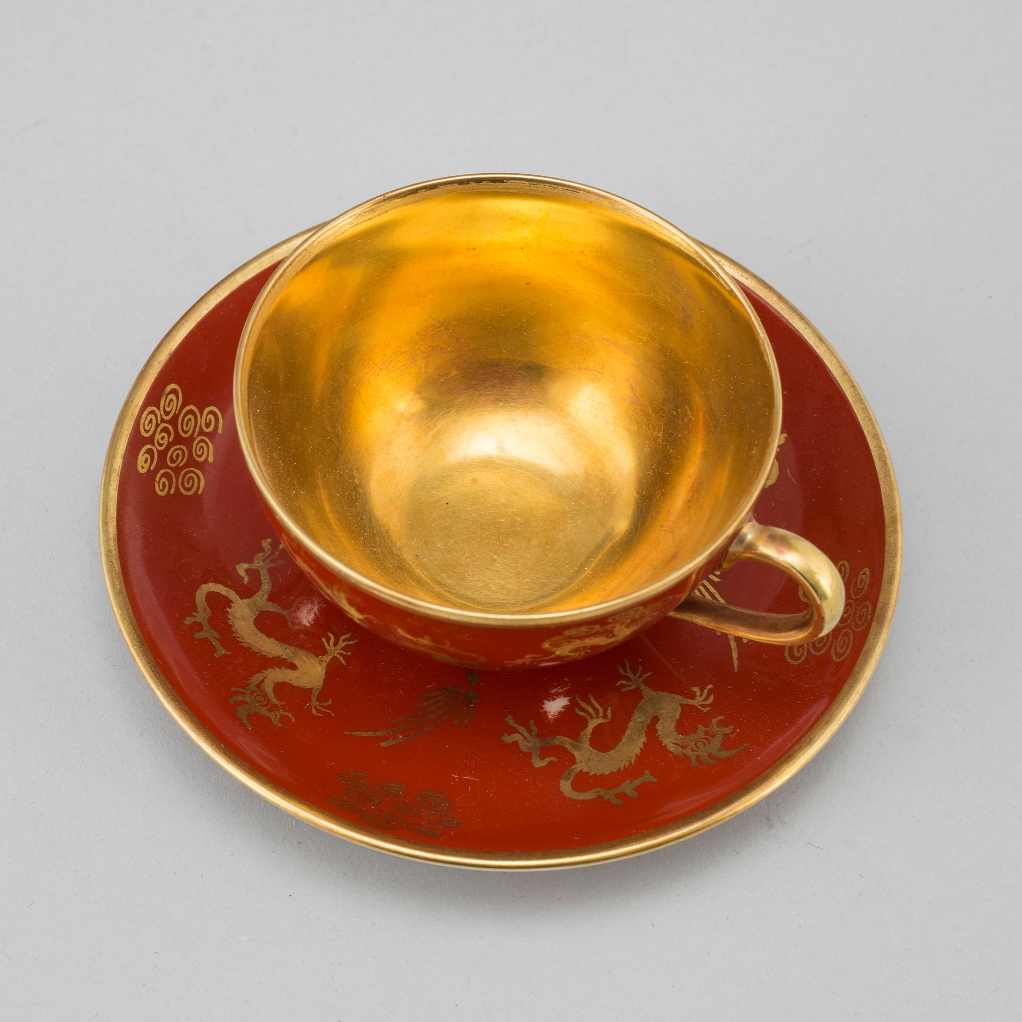 EDWARD HALD, kaffeservis, 12 delar, porslin, Karlskrona.