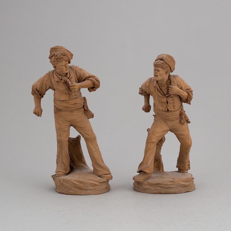 GIUSEPPE VACCARO CALTAGIRONE, skulpturer, 2 st, terracotta, signerade.