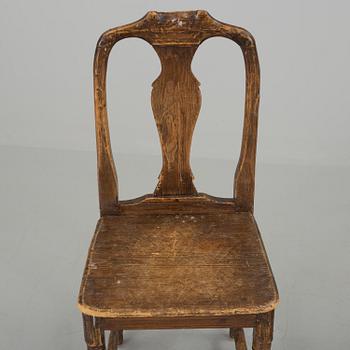 Three 18th century rococo chairs.