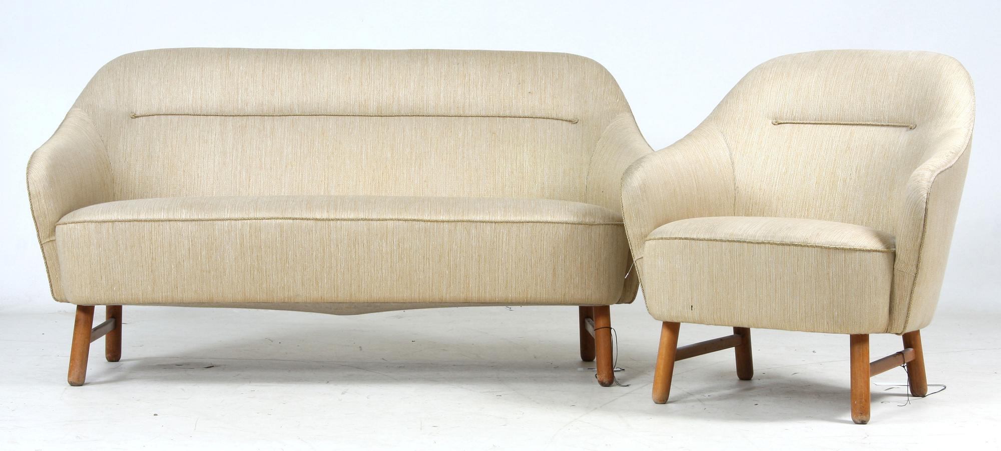 SOFFA SAMT FÅTÖLJ, 1950-tal.