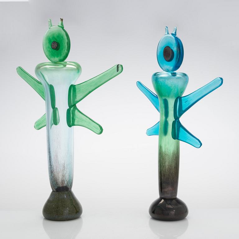 Klaus Haapaniemi, two glass sculptures, signed Klaus Haapaniemi Iittala 2012.
