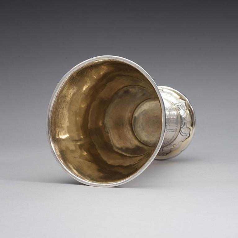 A Swedish 18th century parcel-gilt beaker, marks of Petter Julin, Köping 1761.